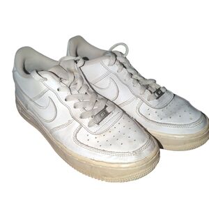 White Nike Air Force One AF1 Sneakers with Gray Accents